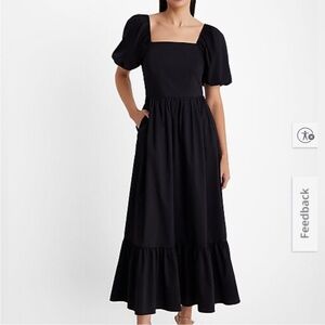 Express Puff-Sleeve Square-Neck Maxi Dress